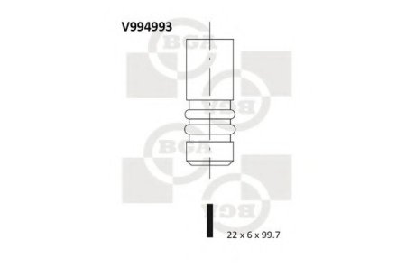 КЛАПАН 22x6x99.7 FRD FIESTA IV 1.25 16V 95-02 EX - BGA V994993 (фото 1)