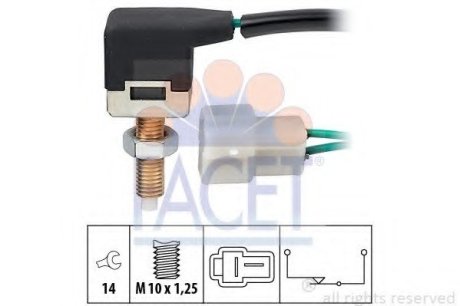 Выключатель фонаря сигнала торможения; выключатель, привод сцепл Facet 71057