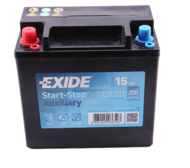 Акумуляторна батарея 15Ah/200A (150x90x145) (Start-Stop/нд EXIDE EK151 (фото 1)
