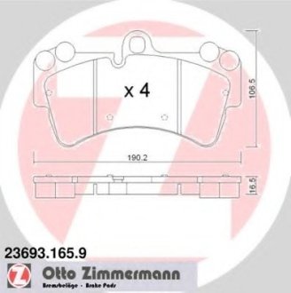 Комплект тормозных колодок, дисковый тормоз Otto Zimmermann GmbH 236931659 (фото 1)