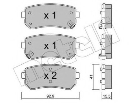 Колодки гальмівні (задні) Hyundai Accent/i30 05-12/Kia Cee\'d/Rio/Sportage 04- METELLI 2207250