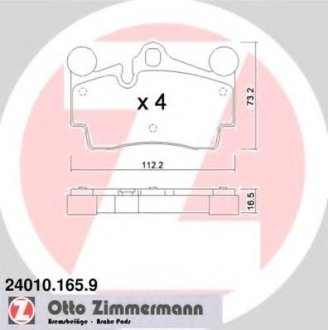 Комплект тормозных колодок, дисковый тормоз Otto Zimmermann GmbH 240101659