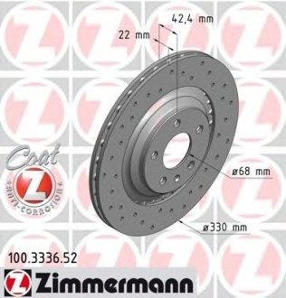 Диск тормозной задний - ZIMMERMANN Otto Zimmermann GmbH 100333652