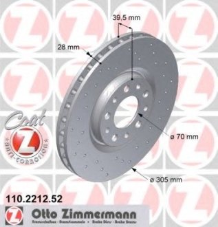 Тормозной диск - ZIMMERMANN Otto Zimmermann GmbH 110.2212.52