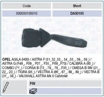 Выключатель на колонке рулевого управления MAGNETI MARELLI 000050105010 (фото 1)