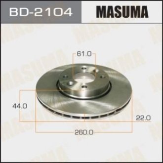 Диск тормозной передний Nissan Micra (02-10), Note (06-16) (Кратно 2 шт) Masuma BD2104 (фото 1)