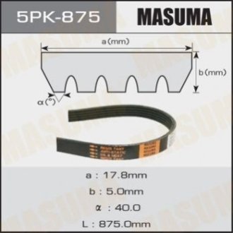 Ремень привода навесного оборудования Masuma 5PK-875 (фото 1)