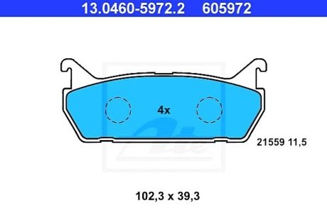 Комплект тормозных колодок, дисковый тормоз ATE 13.0460-5972.2 (фото 1)