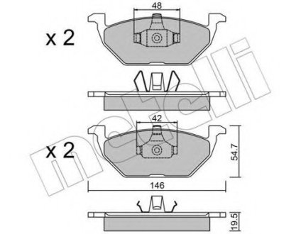 Комплект тормозных колодок, дисковый тормоз METELLI 2202111 (фото 1)
