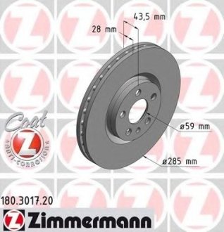Тормозной диск - Otto Zimmermann GmbH 180301720 (фото 1)