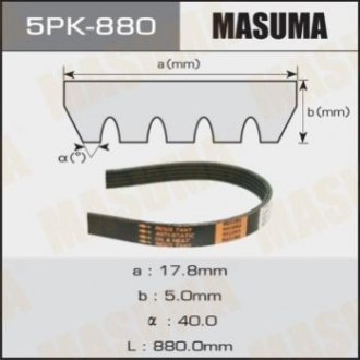 Ремень привода навесного оборудования Masuma 5PK880 (фото 1)