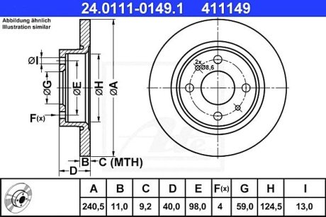 Тормозной диск - ATE 24.0111-0149.1 (фото 1)