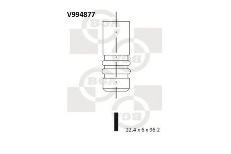 КЛАПАН 22.4x6x96.2 EX FIAT 1.2 16V 98- (до мот.№ 985540) - BGA V994877 (фото 1)