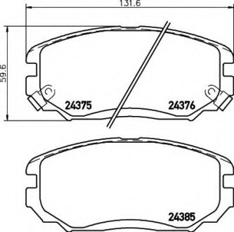 Гальмівні колодки перед. Hyundai Tucson 04-10 (mando) (131,5x60,2x17,5) Hella 8DB355012461