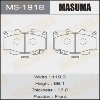 Колодки дисковые HILUX_ KUN25L, 26L, 35L 2011- front (1_12) - Masuma MS-1918