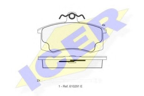 Комплект тормозных колодок, дисковый тормоз ICER 181308 (фото 1)