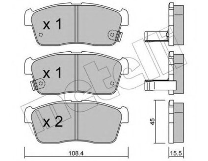 Комплект тормозных колодок, дисковый тормоз METELLI 22-0415-0 (фото 1)