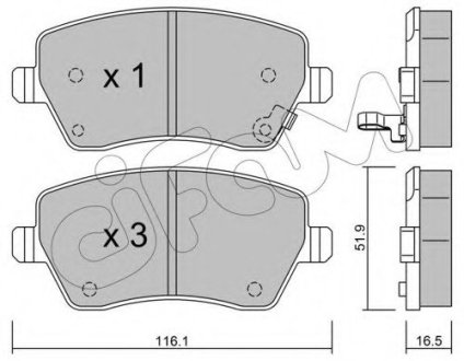 Комплект тормозных колодок, дисковый тормоз CIFAM 822-485-1 (фото 1)