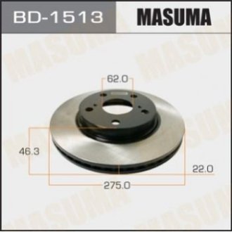 Диск тормозной (упаковка 2 шт, цена за 1 шт) - Masuma BD-1513 (фото 1)