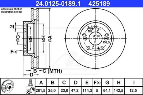Тормозной диск - ATE 24.0125-0189.1 (фото 1)