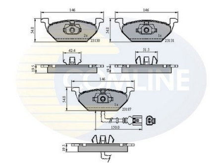 Комплект тормозных колодок, дисковый тормоз COMLINE CBP1851 (фото 1)
