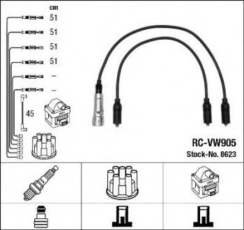 Провода высоковольтные - NGK RCVW905 (фото 1)