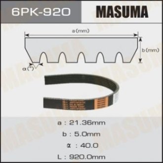 Ремінь приводу навісного обладнання Masuma 6PK920 (фото 1)