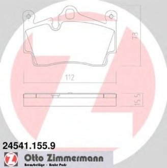 Комплект тормозных колодок, дисковый тормоз Otto Zimmermann GmbH 24541.155.9 (фото 1)