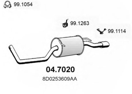 Глушитель выхлопных газов конечный ASSO 047020 (фото 1)