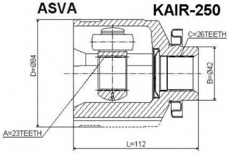 Шрус внутренний правый ASVA KAIR250 (фото 1)