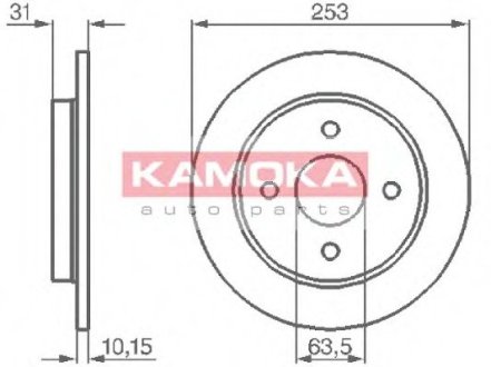 Гальмівний диск задній цільний, FORD FOCUS 98-04 Kamoka 103562