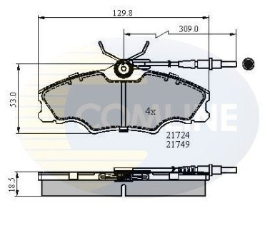 Комплект тормозных колодок, дисковый тормоз COMLINE CBP1433 (фото 1)