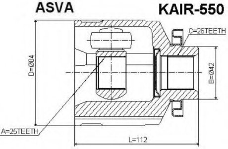 Шрус внутренний правый ASVA KAIR550 (фото 1)