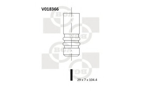 Клапан выпускной 3 канавки Ford Escort, Orion 1.3 BGA V018366 (фото 1)