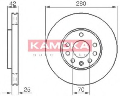 Тормозной диск передний вентилируемый OPEL ASTRA Kamoka 1032082