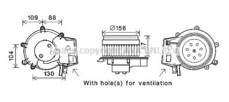 Вентилятор отопителя салона MB C203 G463 AC+ AVA Cooling Systems MS8625 (фото 1)