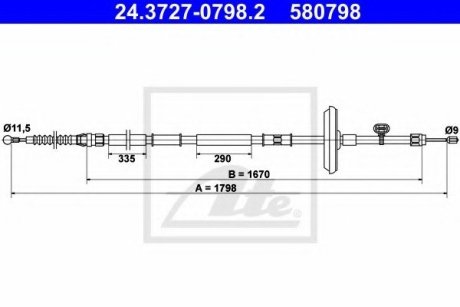 Трос, стояночная тормозная система - ATE 24372707982 (фото 1)