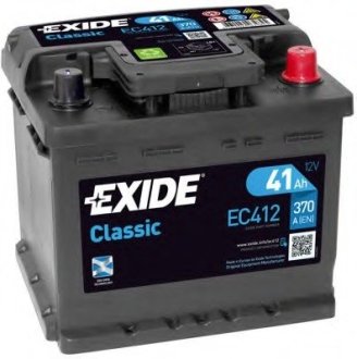 Стартерна акумуляторна батарея; Стартерна акумуляторна батарея EXIDE EC412 (фото 1)