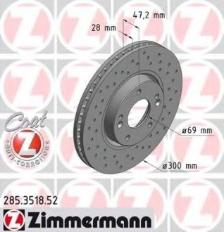 ДИСК ТОPМОЗНОЙ - ZIMMERMANN Otto Zimmermann GmbH 285.3518.52