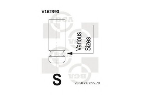 Клапан впуск. SONATA/TUCSON/CEED/SPORTAGE/MAGENTIS/i30/ACCENT 1.5-2.0D 02- BGA V162390 (фото 1)