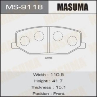Колодки дискові an-129 - Masuma MS-9118 (фото 1)