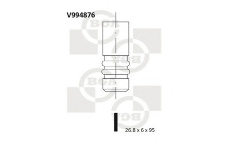 Клапан впускной (26.8x6x95) Fiat Doblo 1.4 10-/Opel Combo 1.4 12- BGA V994876
