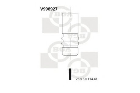 Клапан випускний (26x6x114,4) OPEL ASTRA H 1.6D/1.9D/2.4D 11.02- BGA V998927 (фото 1)