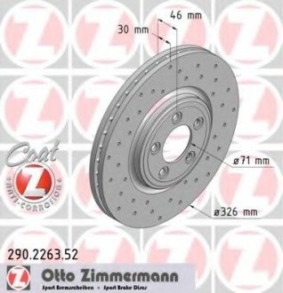 Диск гальмівний SPORT Z Otto Zimmermann GmbH 290.2263.52 (фото 1)
