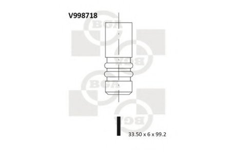 Впускной клапан (33,5x6x99,2) VW CADDY II, LUPO, POLO 1.4 11.95-07.05 BGA V998718