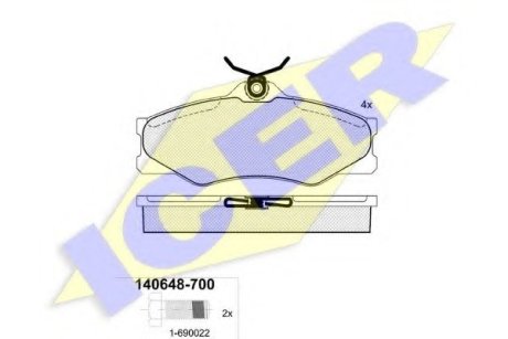 Комплект тормозных колодок, дисковый тормоз ICER 140648 (фото 1)