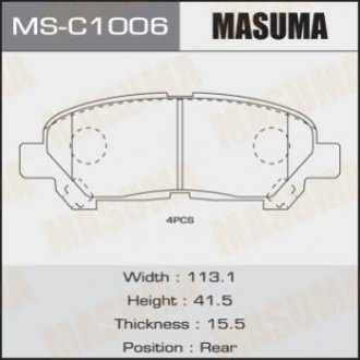 Колодки дисковые TOYOTA_HIGHLANDER_ASU40, GSU45 rear (1_12) - Masuma MSC1006
