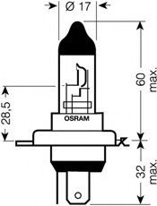 Лампа накаливания, h4 12в 60/55вт OSRAM 64193XR02B (фото 1)