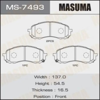Колодки дисковые AN-691 (1_12) - Masuma MS7493 (фото 1)