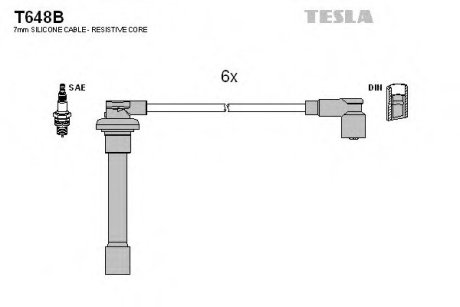 Комплект проводов зажигания TESLA T648B (фото 1)
